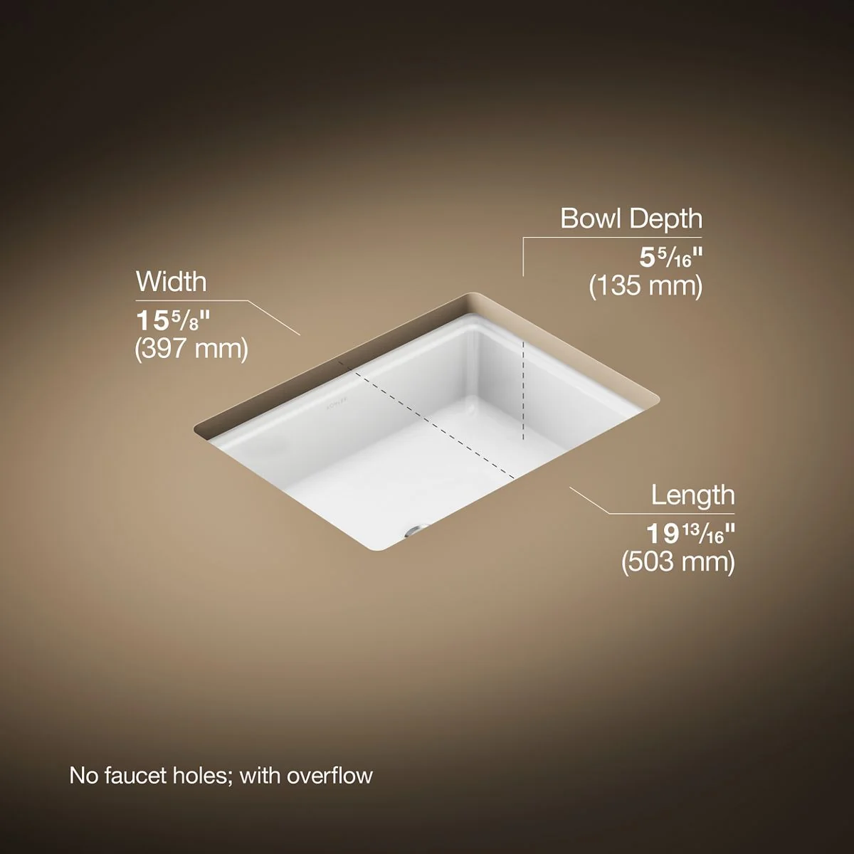 KOHLER K-38569 Claude 19-13/16" rectangular undermount bathroom sink - Image 9