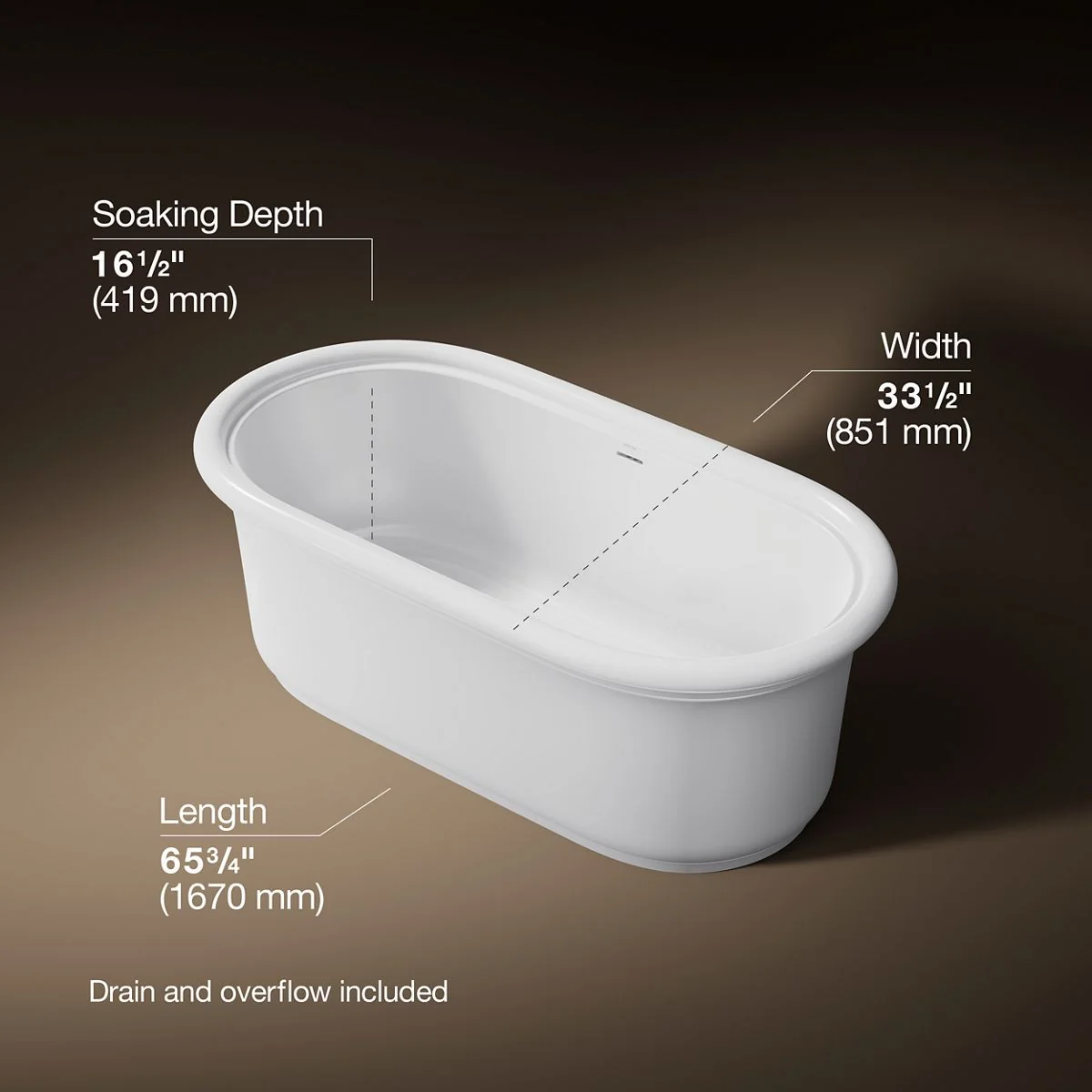 KOHLER K-38859 Claude 65-3/4" x 33-1/2" freestanding bath - Image 9