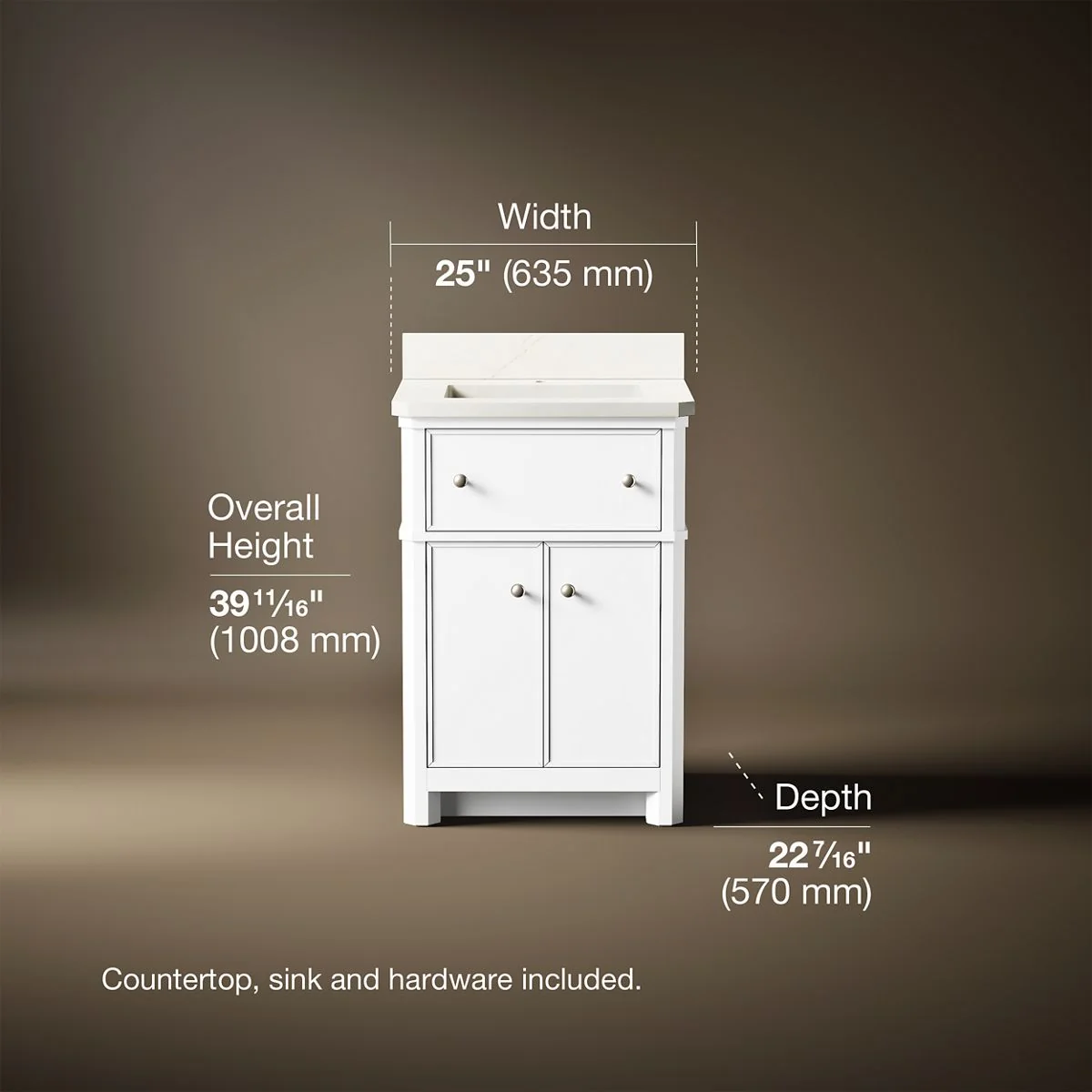 KOHLER K-39305 Claude 24" bathroom vanity cabinet with sink and quartz top - Image 6