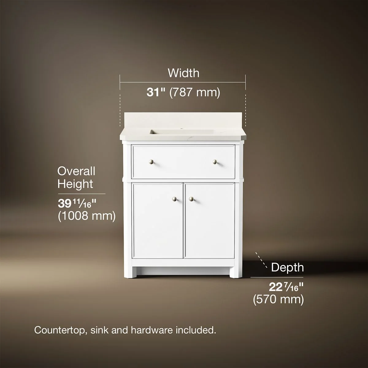KOHLER K-39306 Claude 30" bathroom vanity cabinet with sink and quartz top - Image 6