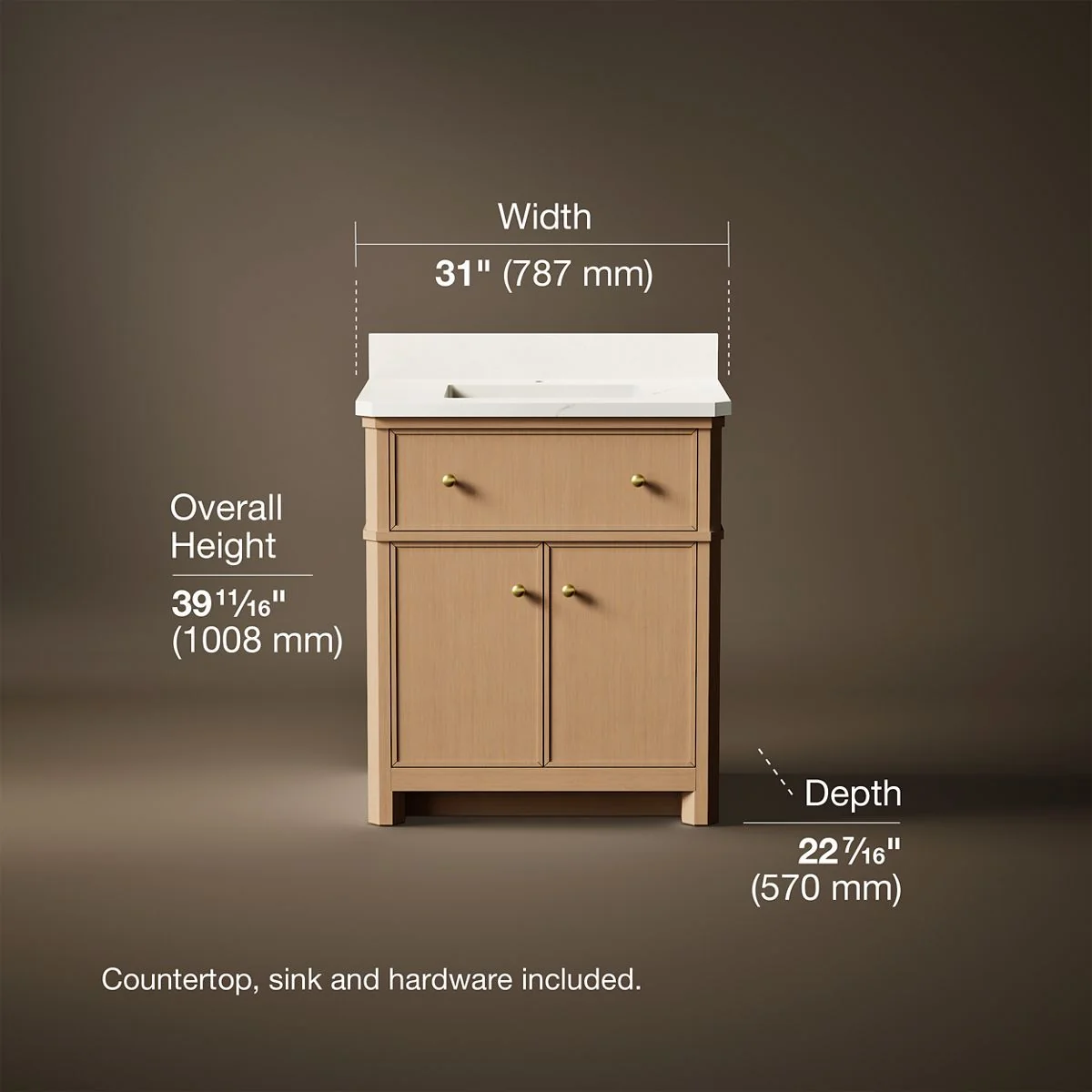 KOHLER K-39306 Claude 30" bathroom vanity cabinet with sink and quartz top - Image 9