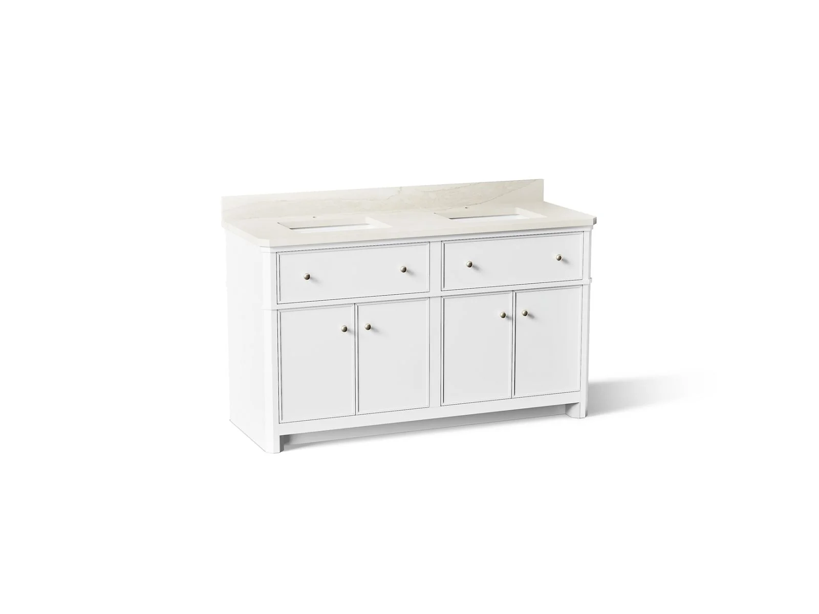 KOHLER K-39309 Claude 60" bathroom vanity cabinet with sinks and quartz top - Image 4
