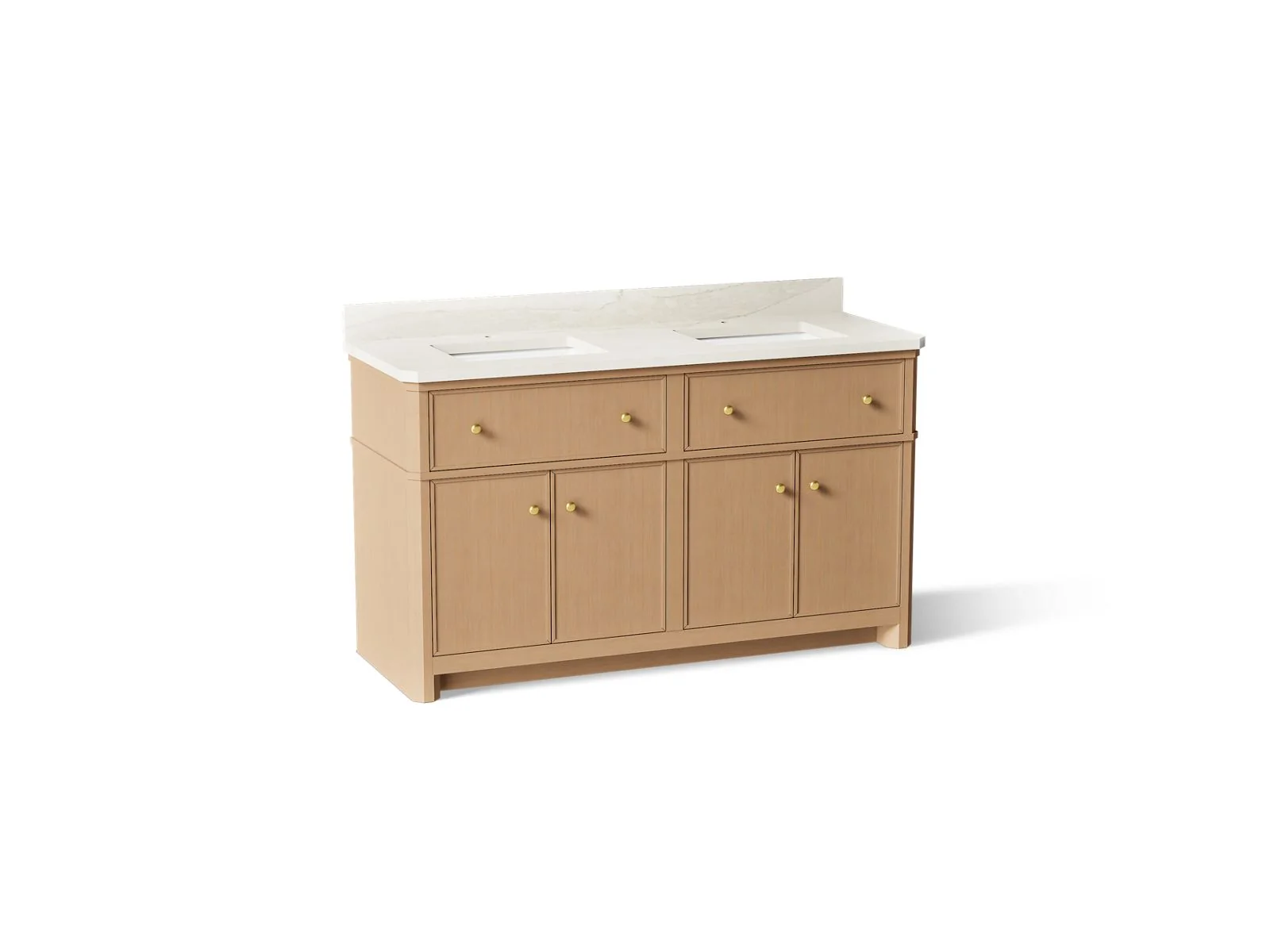 KOHLER K-39309 Claude 60" bathroom vanity cabinet with sinks and quartz top - Image 7