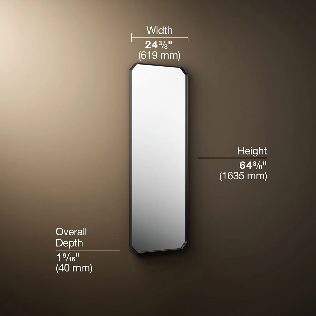 KOHLER K-39312 Claude 24" x 64" rectangular framed mirror - Image 3