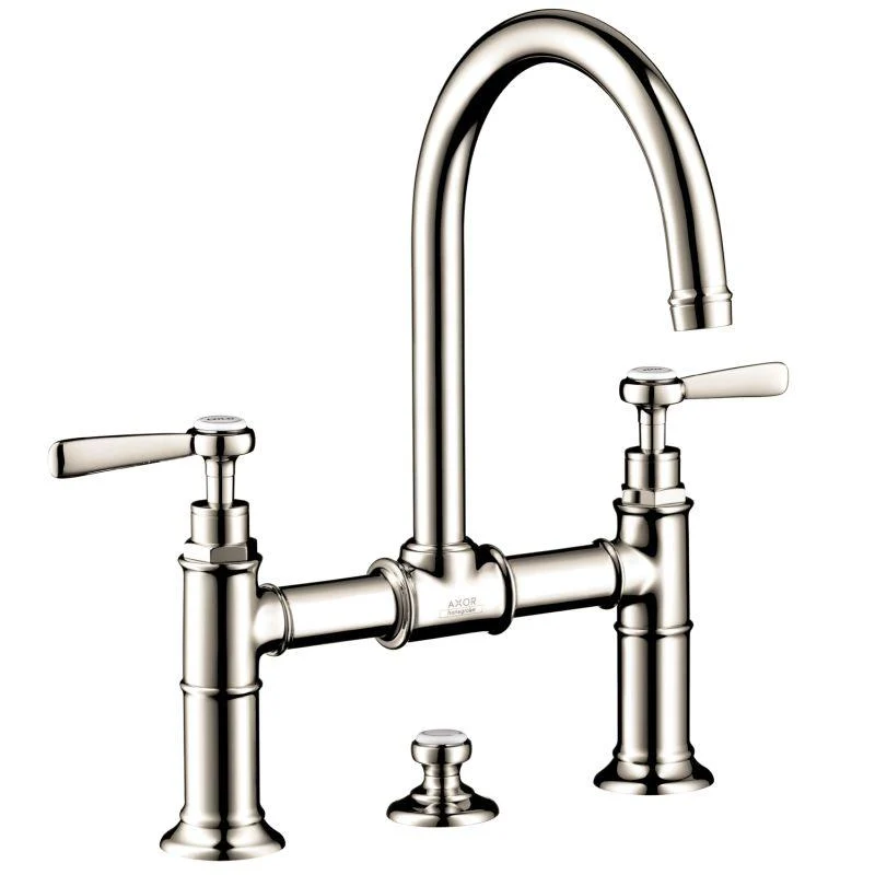 AXOR 16511001 Montreux 1.2 GPM Widespread Bridge Bathroom Faucet with Swivel Spout Lever Handles and Drain Assembly in Chrome - Image 3