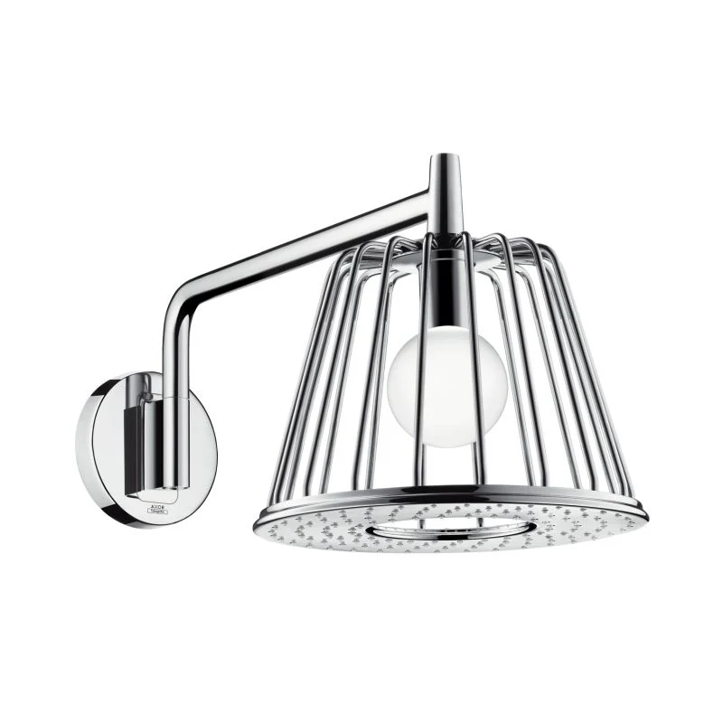 AXOR 26031001 Nendo Wall Mount 1 2.5 GPM 1-Jet Rain Shower Head with LED Light Bulb and Shower Arm
