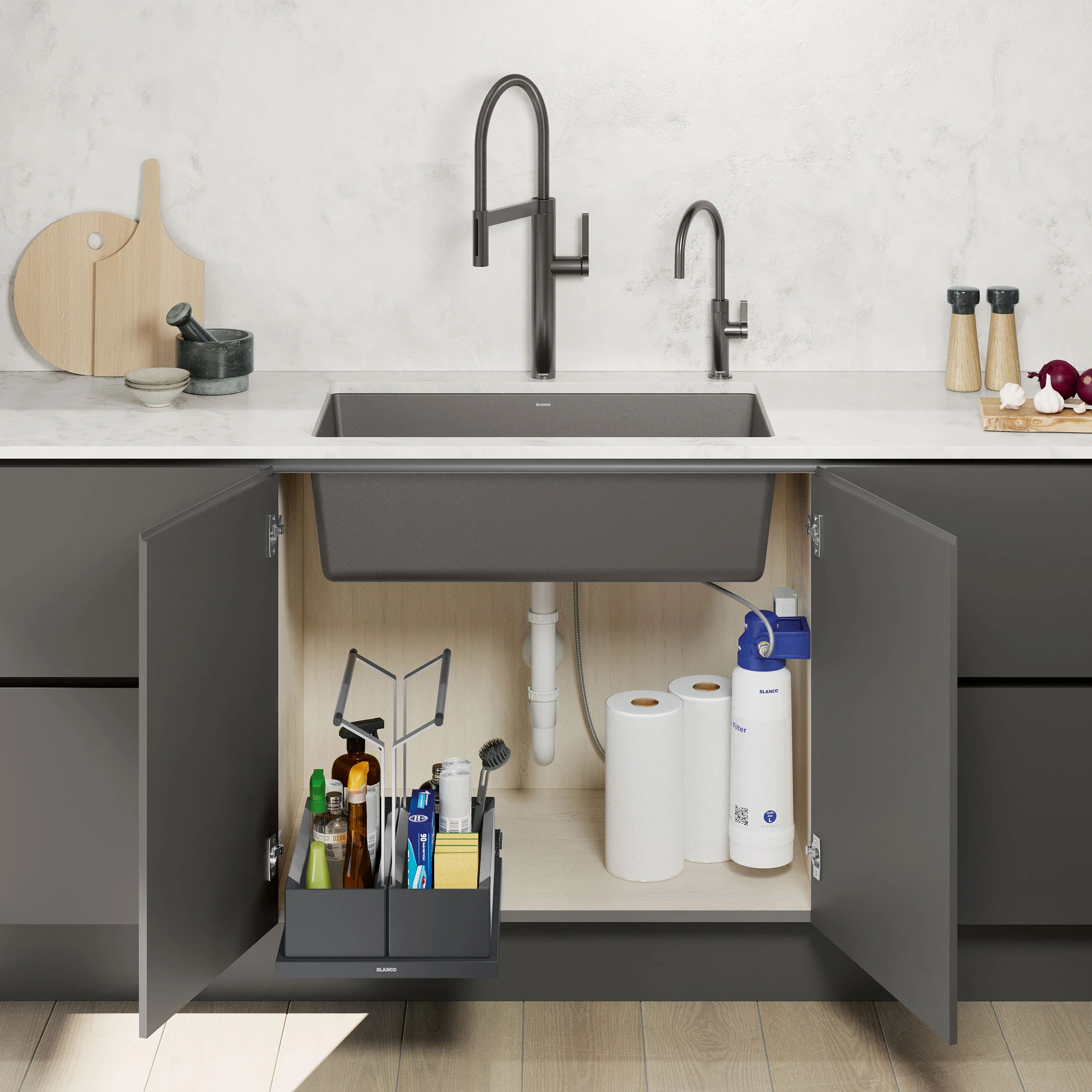 BLANCO Under Kitchen Sink Cabinet Storage Caddy - Double - Image 12