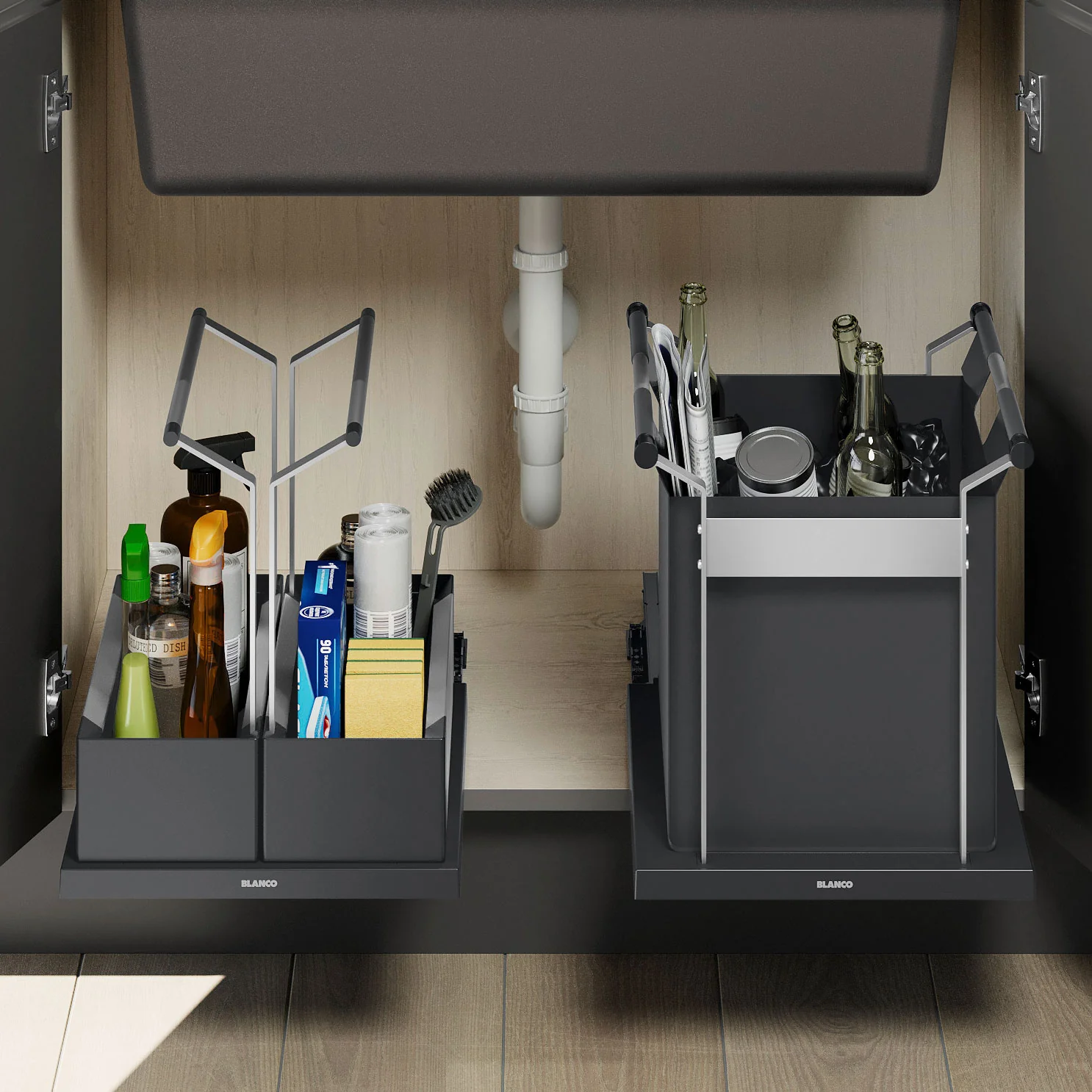 BLANCO Under Kitchen Sink Cabinet Storage Caddy - Double - Image 7