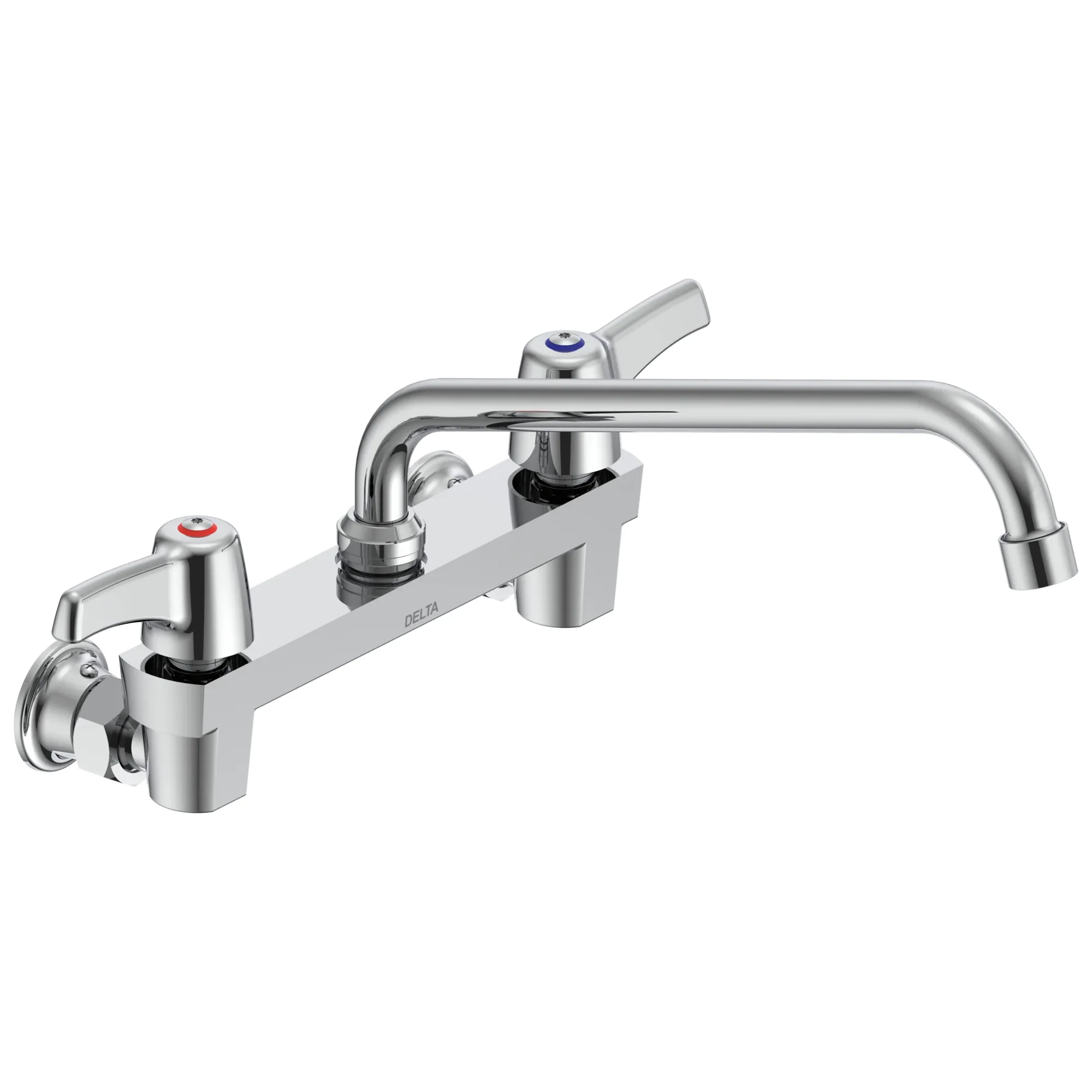 Commercial 28C / T9 28T4443 Two Handle 8 In Wallmount Service Sink Faucet with Tube Spout