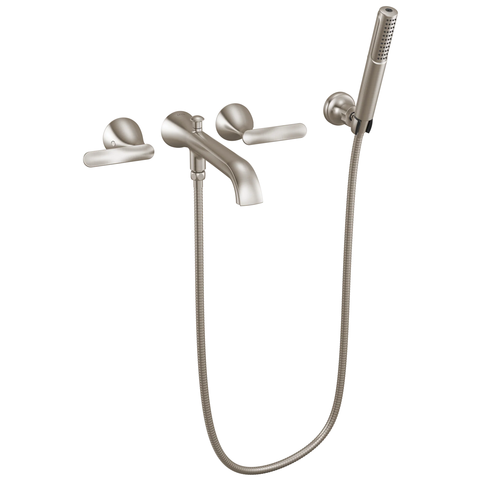 Delta Bonacci T5745 Two Handle Wall Mount Tub Filler Trim with Hand Shower