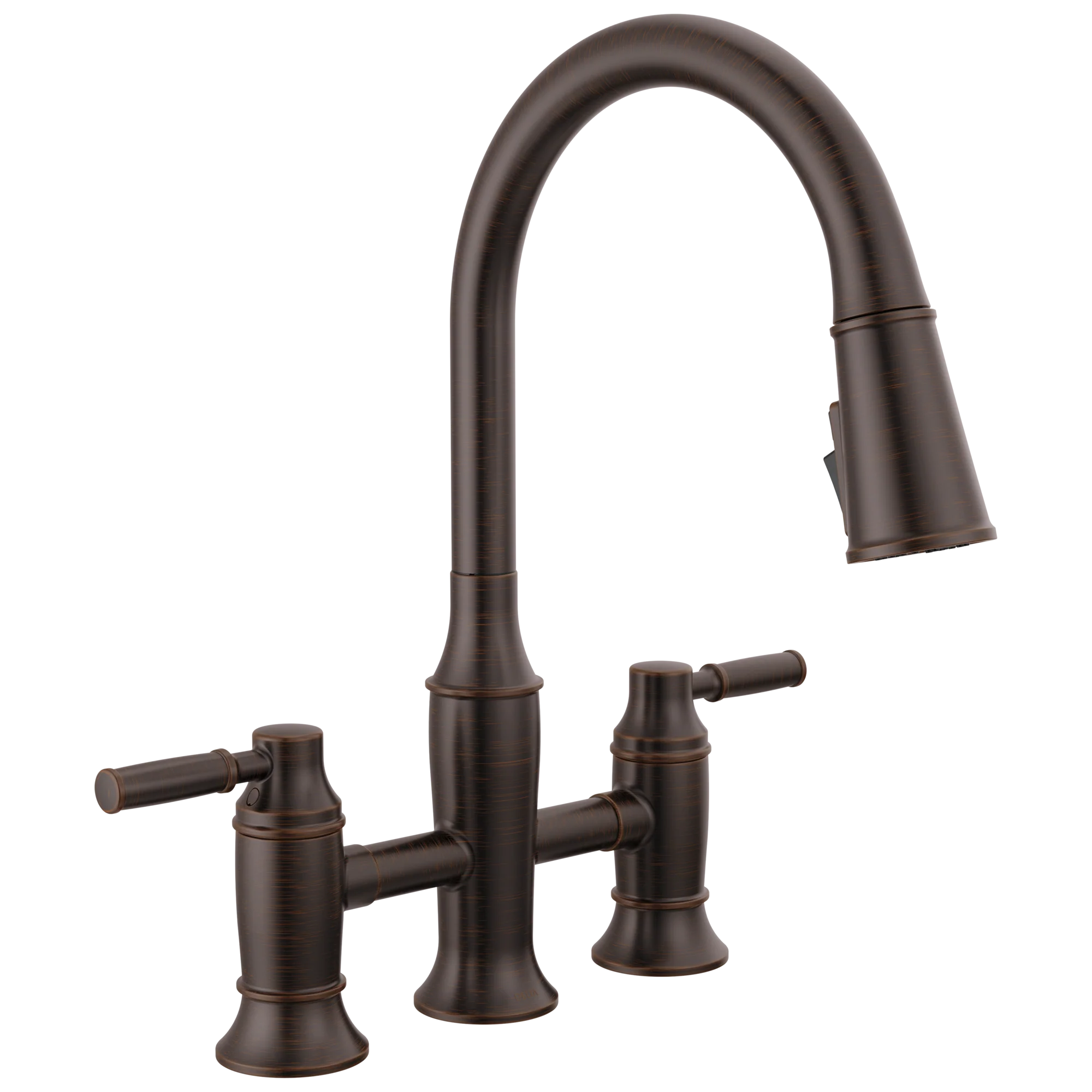 Delta Renaldi 2384L Two Handle Pull-Down Bridge Kitchen Faucet