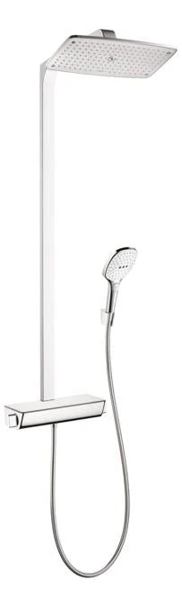 hansgrohe 27112001 Raindance Select Showerpipe with Rain Shower Head, Multi-Function Hand Shower and Glass Shelf in Chrome - Image 2