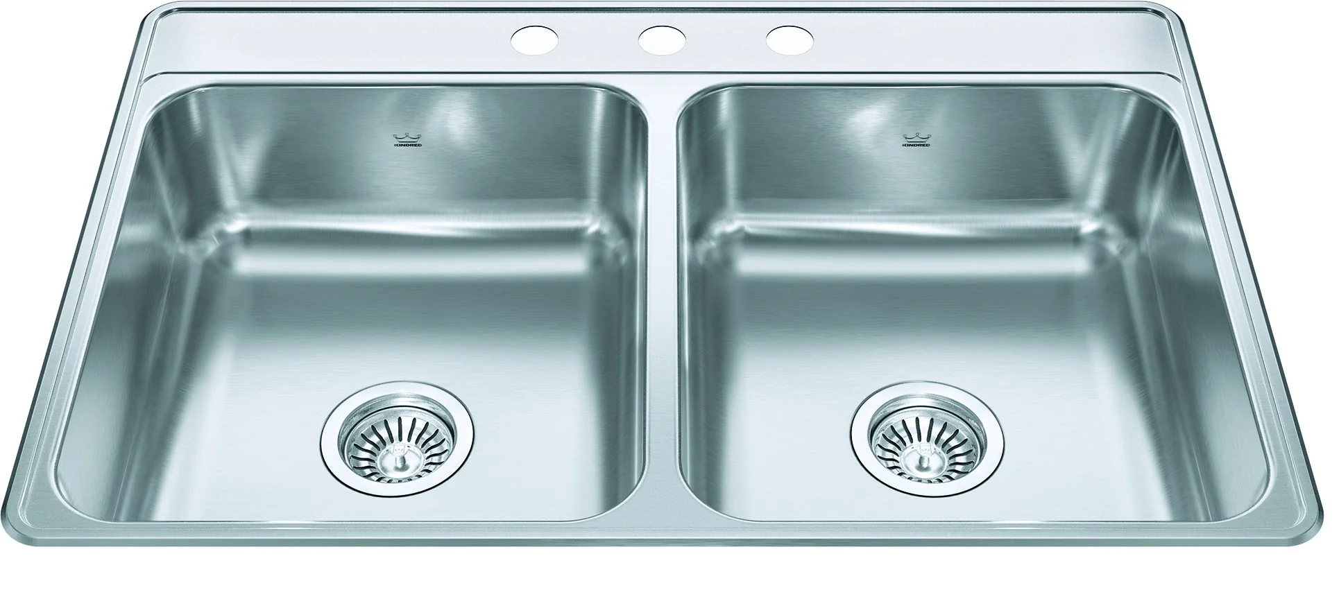 Kindred Creemore CDLA3322-7 Drop-In Double Bowl 33 x 22 in Stainless Steel Kitchen Sink - Image 3