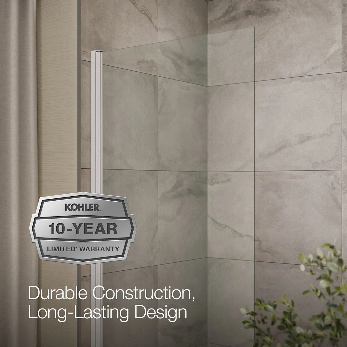 KOHLER K-707105-L Aerie Bath screen, 56-15/16" x 32" W with 1/4" thick Crystal Clear glass and square corner - Image 6