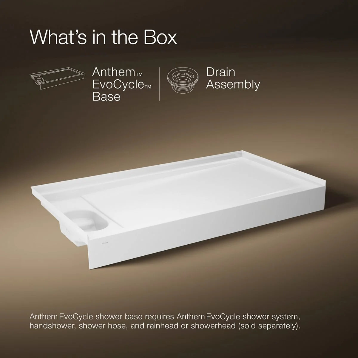 KOHLER K-33473 Anthem EvoCycle 60" x 32" alcove shower base, left drain - Image 2