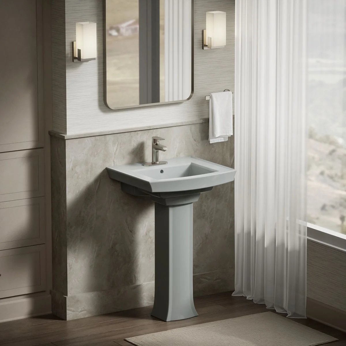 KOHLER K-2358-4 Archer 24" rectangular pedestal bathroom sink - Image 13