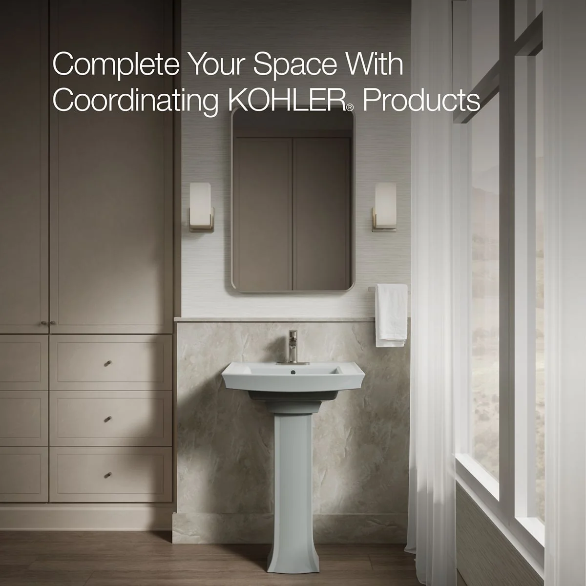 KOHLER K-2358-4 Archer 24" rectangular pedestal bathroom sink - Image 14