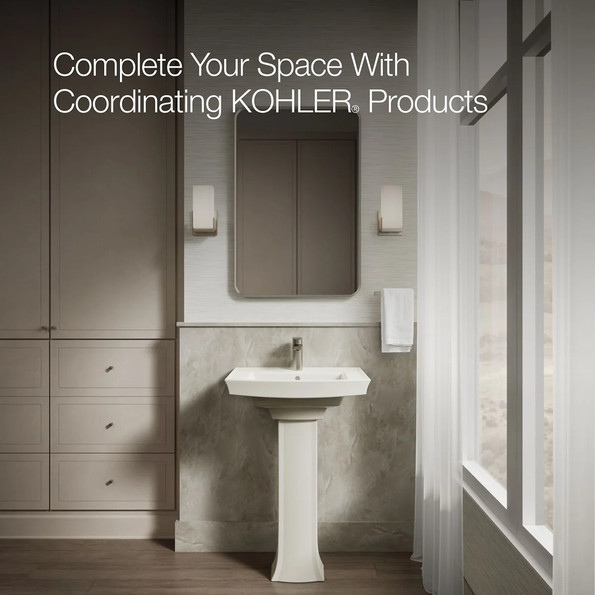 KOHLER K-2358-1 Archer 24" rectangular pedestal bathroom sink - Image 9