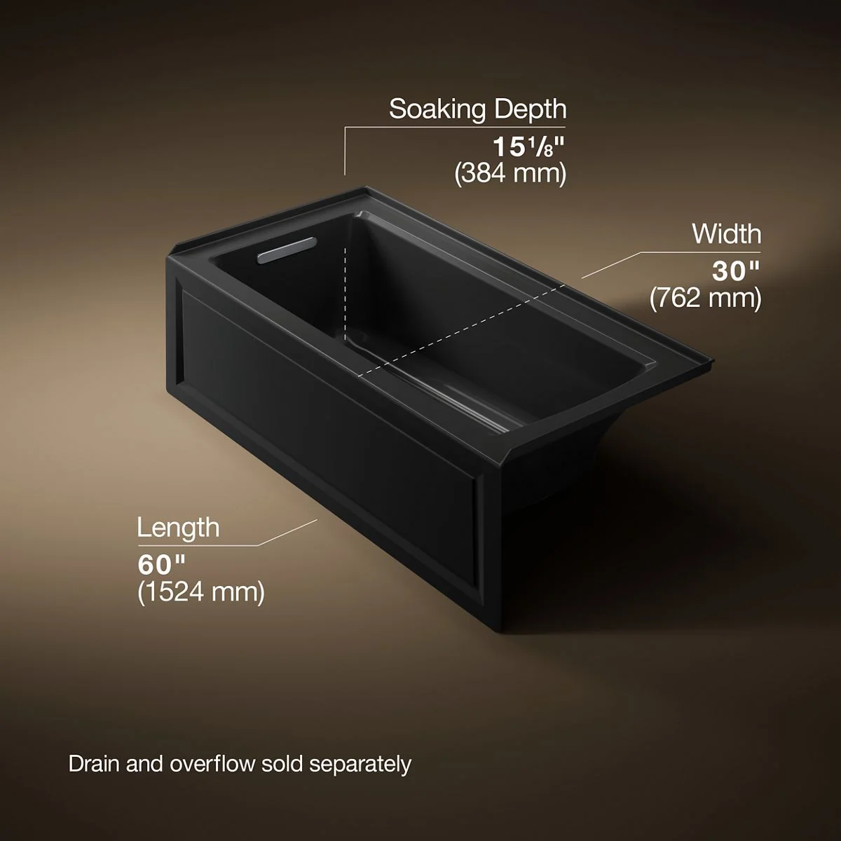 KOHLER K-1947-GHLA Archer 60" x 30" alcove Heated BubbleMassage air bath, left drain - Image 16