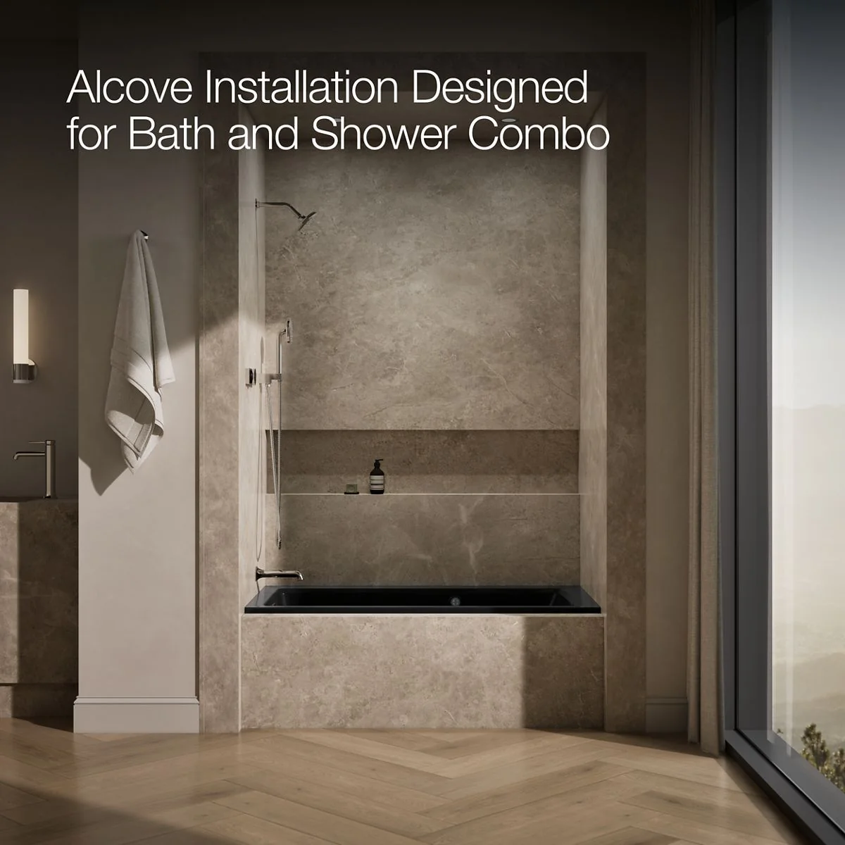 KOHLER K-1947-LW Archer 60" x 30" alcove whirlpool bath with Bask heated surface, left drain - Image 13