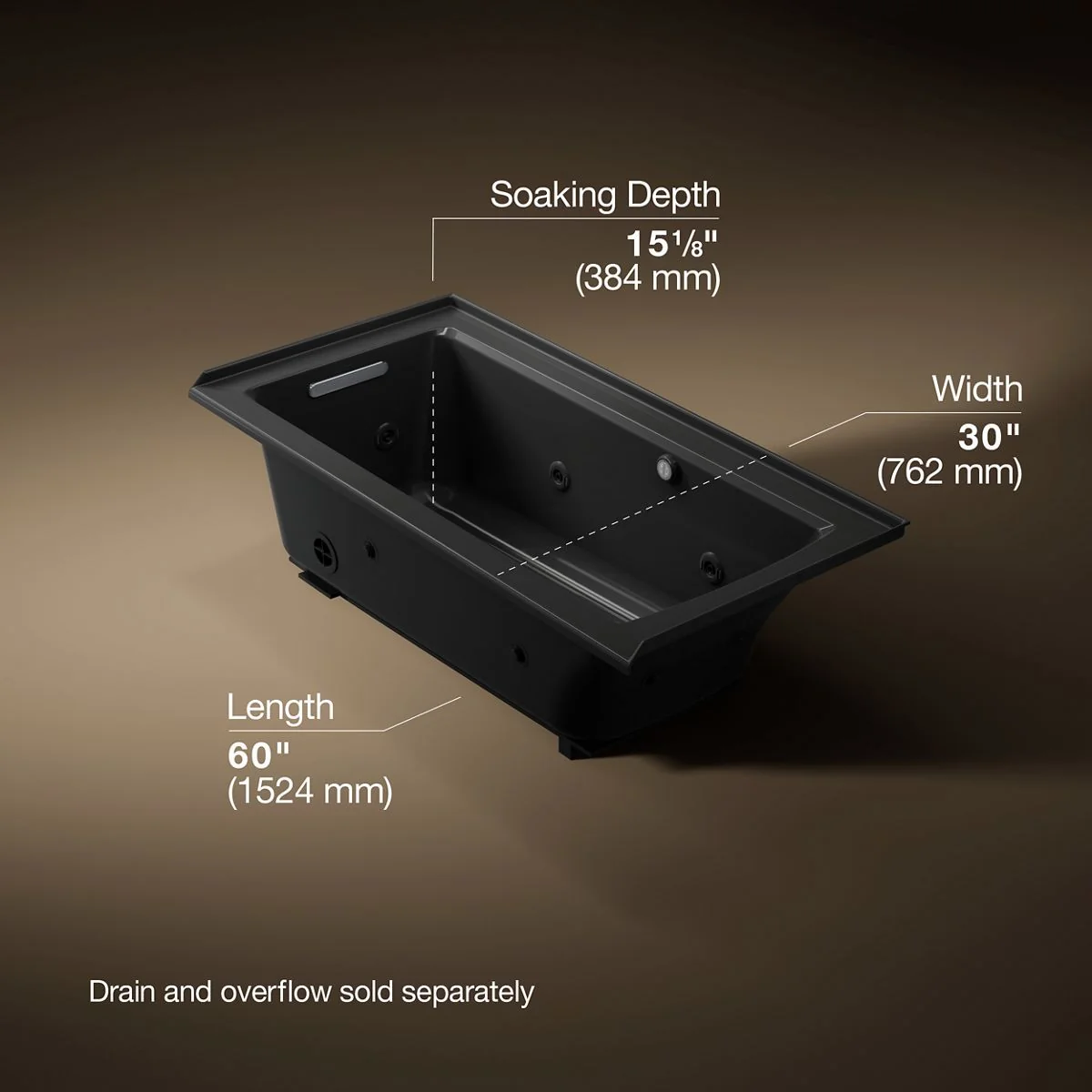 KOHLER K-1947-LW Archer 60" x 30" alcove whirlpool bath with Bask heated surface, left drain - Image 16