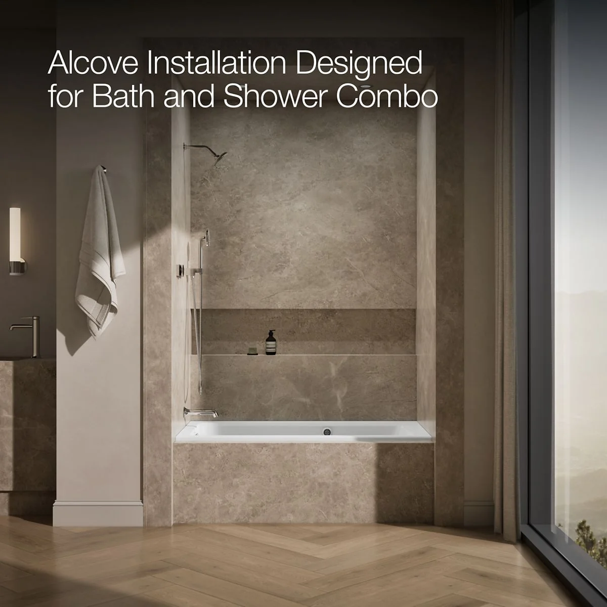 KOHLER K-1947-LW Archer 60" x 30" alcove whirlpool bath with Bask heated surface, left drain - Image 8