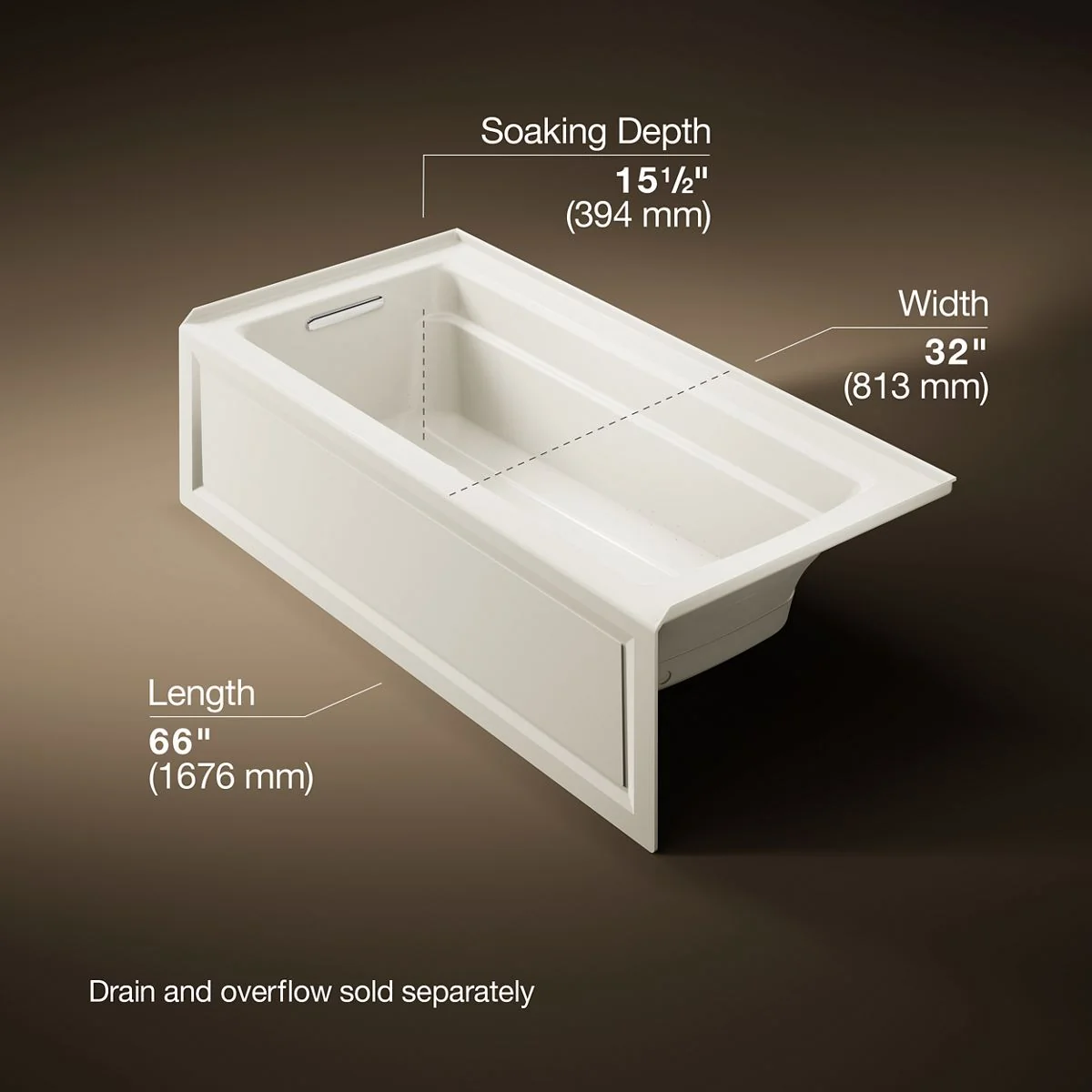 KOHLER K-1949-GHLA Archer 66" x 32" alcove Heated BubbleMassage air bath, left drain - Image 21