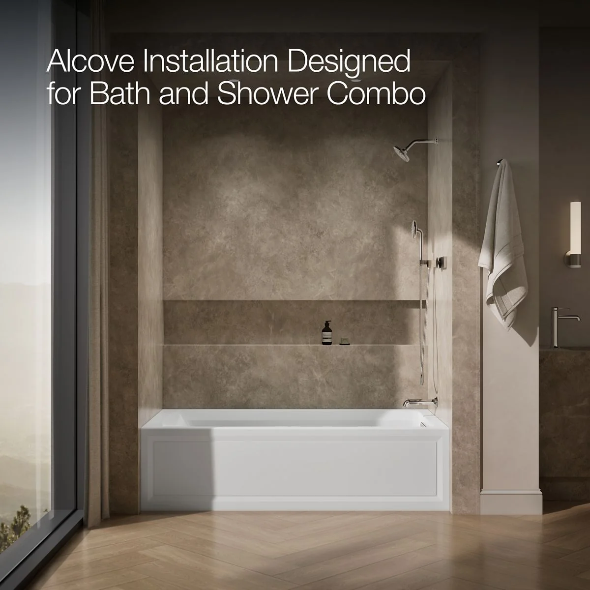 KOHLER K-1124-RA Archer 72" x 36" alcove whirlpool bath, right drain - Image 9