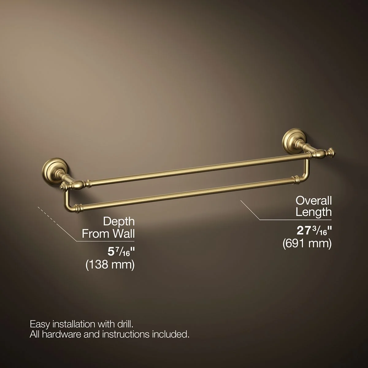 KOHLER K-72570 Artifacts 24" double towel bar - Image 14