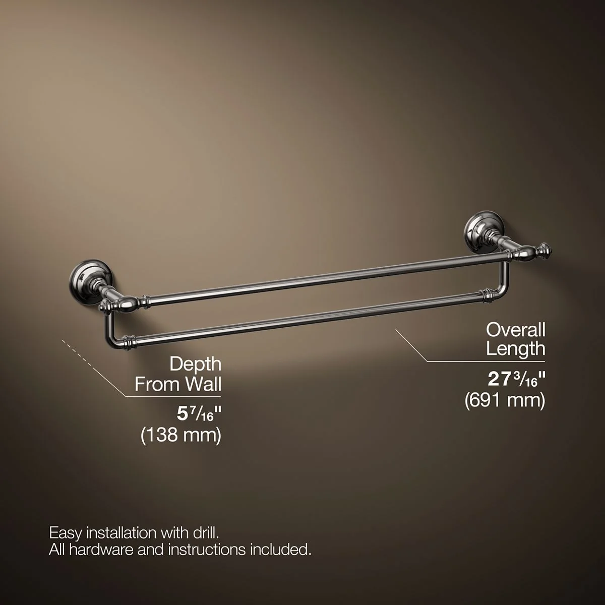 KOHLER K-72570 Artifacts 24" double towel bar - Image 49