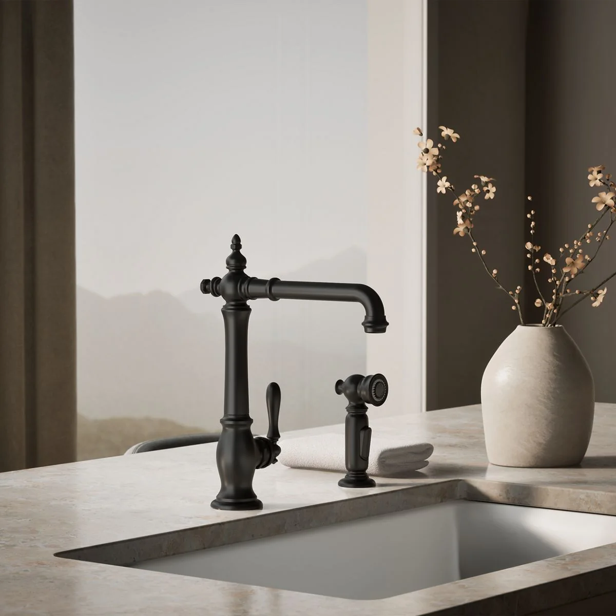 KOHLER K-99265 Artifacts Single-handle kitchen sink faucet with side sprayer - Image 17