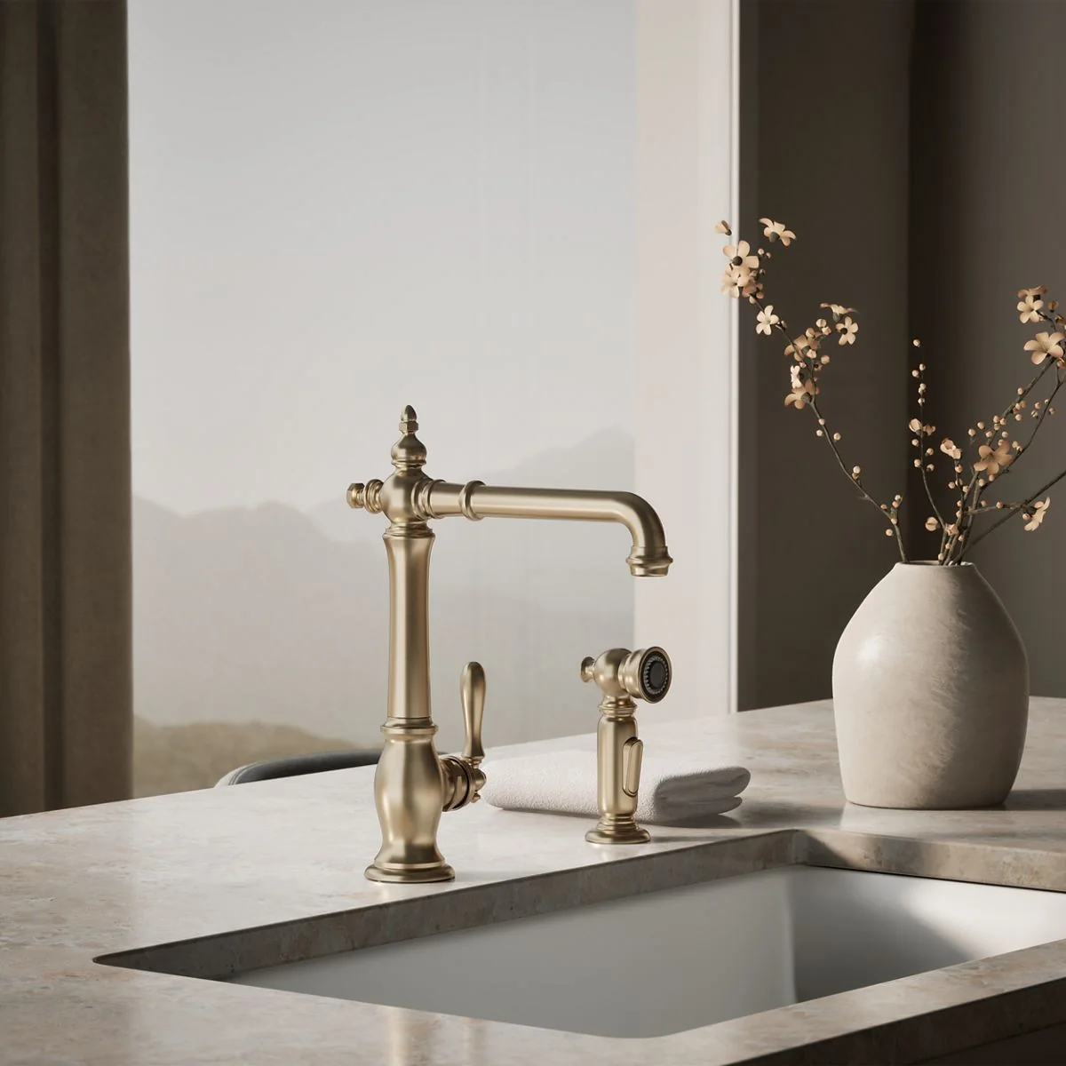 KOHLER K-99265 Artifacts Single-handle kitchen sink faucet with side sprayer - Image 27