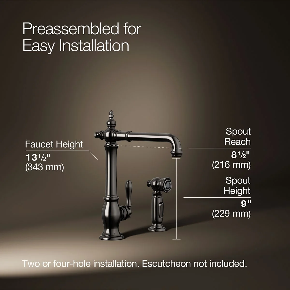 KOHLER K-99265 Artifacts Single-handle kitchen sink faucet with side sprayer - Image 34