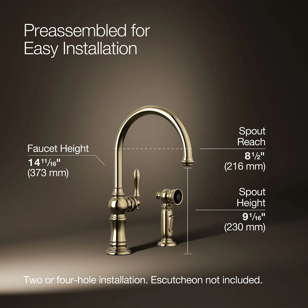 KOHLER K-99262 Artifacts Single-handle kitchen sink faucet with two-function sprayhead - Image 17