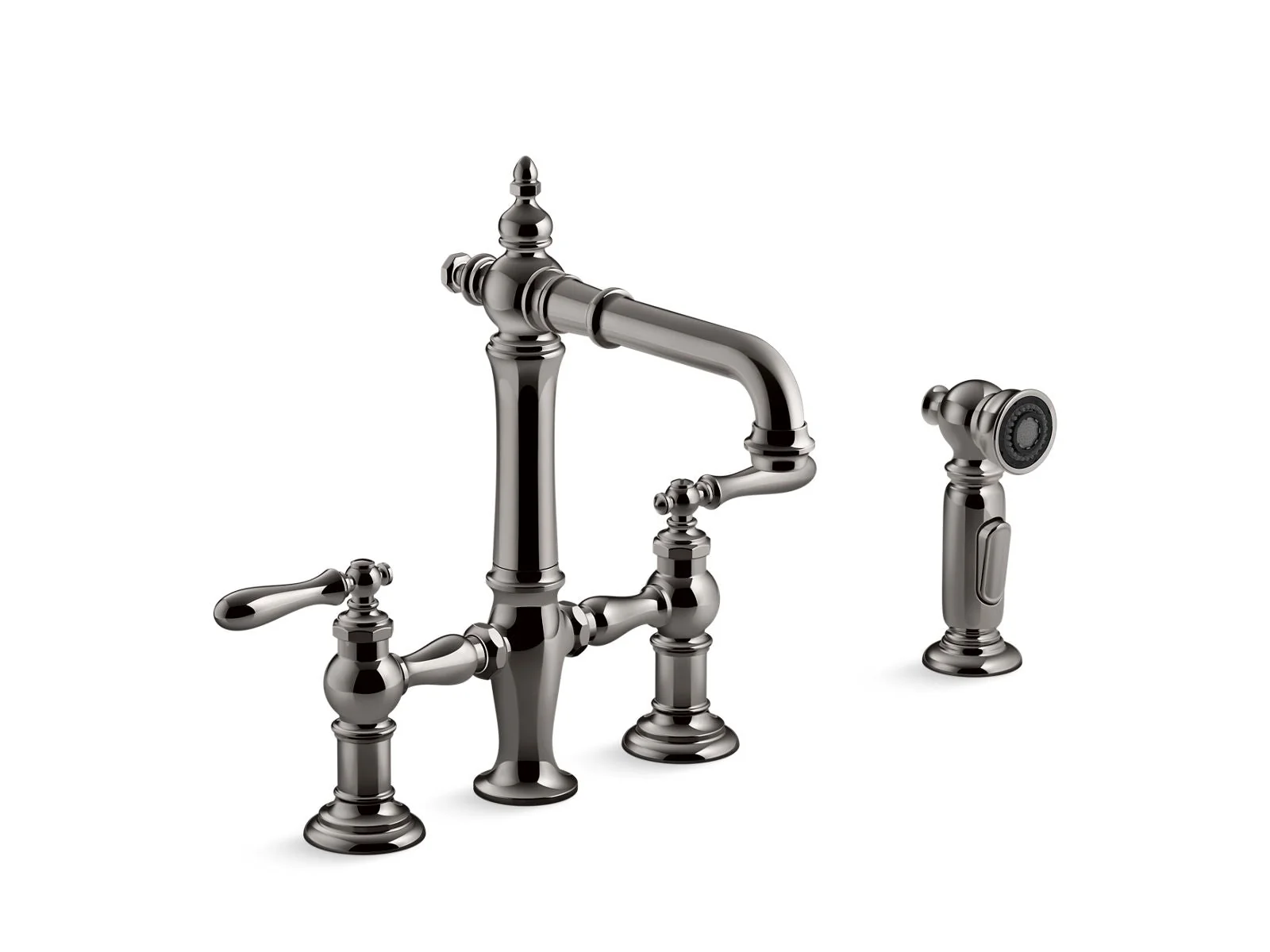 KOHLER K-76520-4 Artifacts Three-hole bridge bar sink faucet with side sprayer - Image 8
