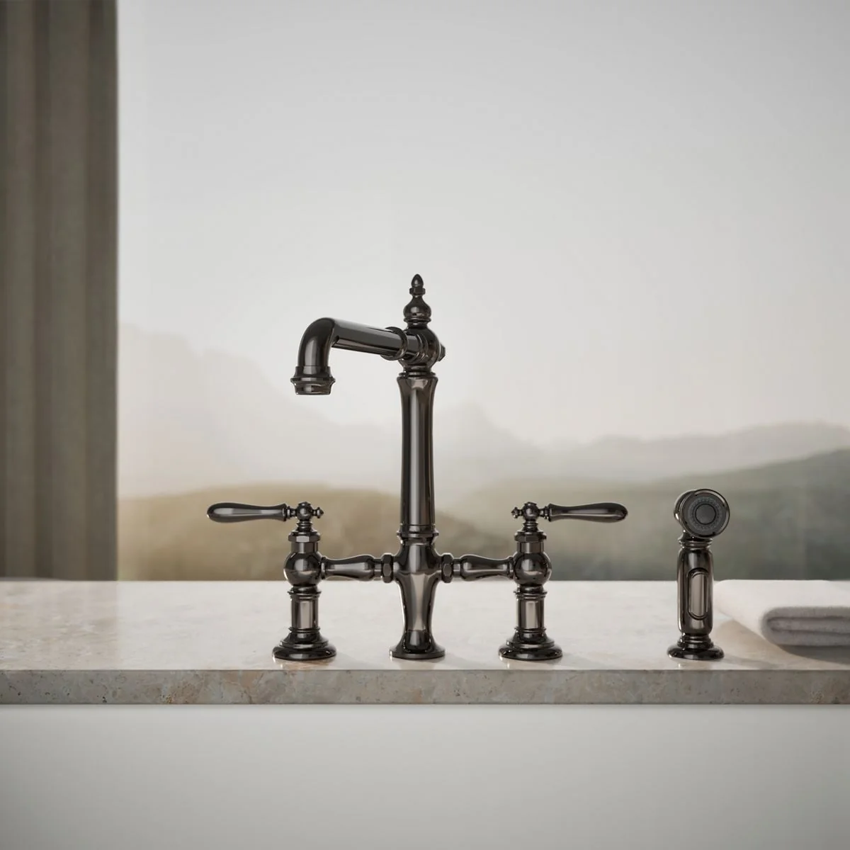 KOHLER K-76519-4 Artifacts Three-hole bridge kitchen sink faucet with side sprayer - Image 43
