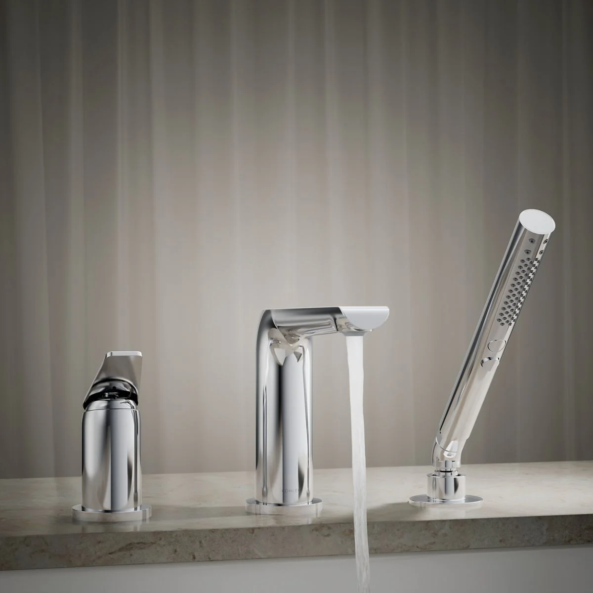 KOHLER K-97360-4 Avid Deck-mount bath faucet with handshower - Image 18
