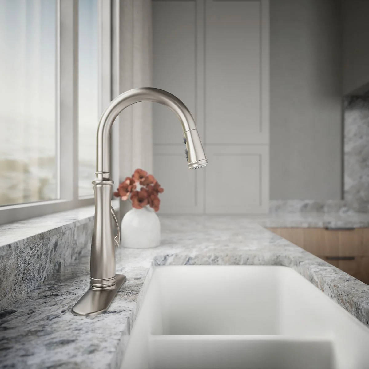 KOHLER K-560 Bellera Pull-down kitchen sink faucet with three-function sprayhead - Image 10