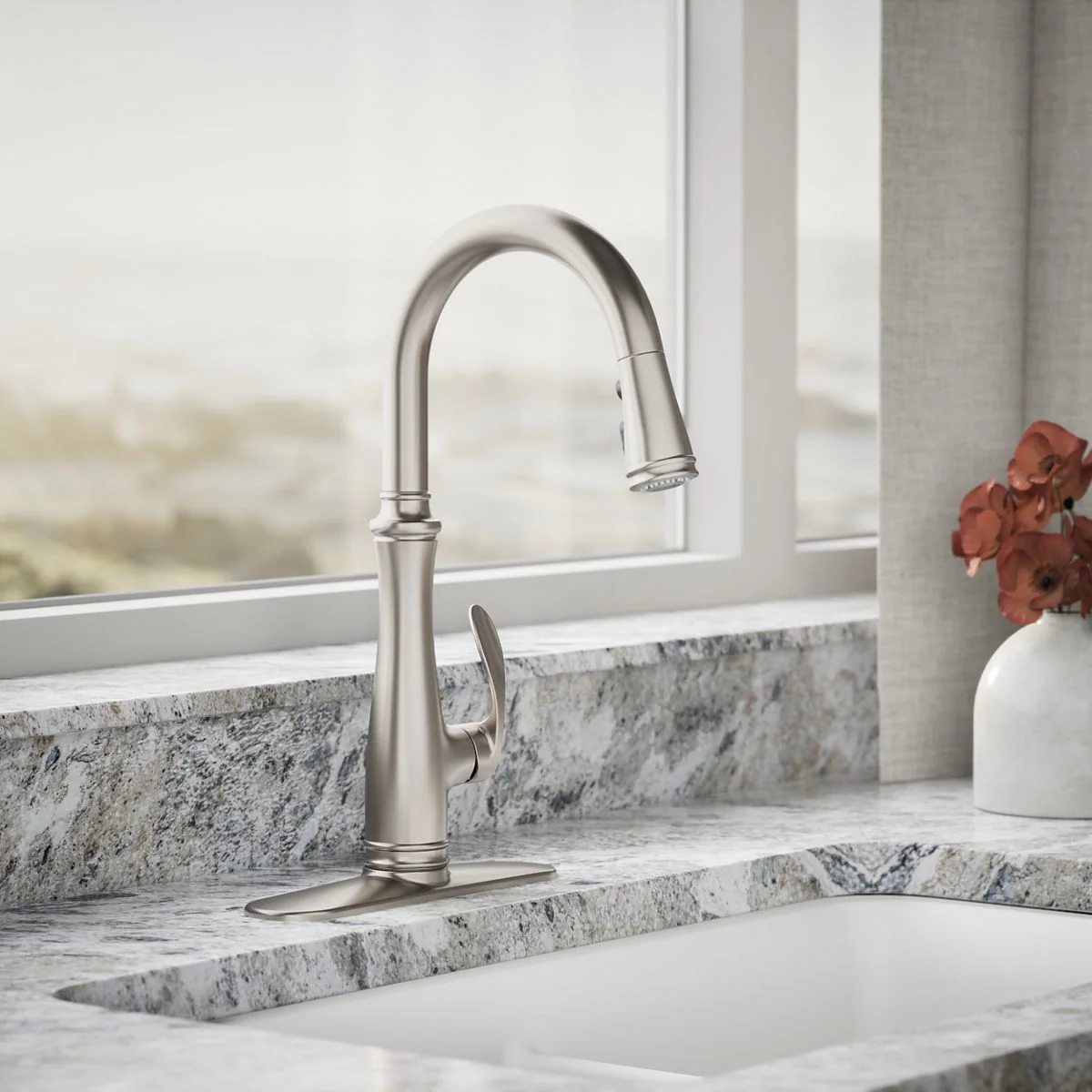 KOHLER K-560 Bellera Pull-down kitchen sink faucet with three-function sprayhead - Image 11