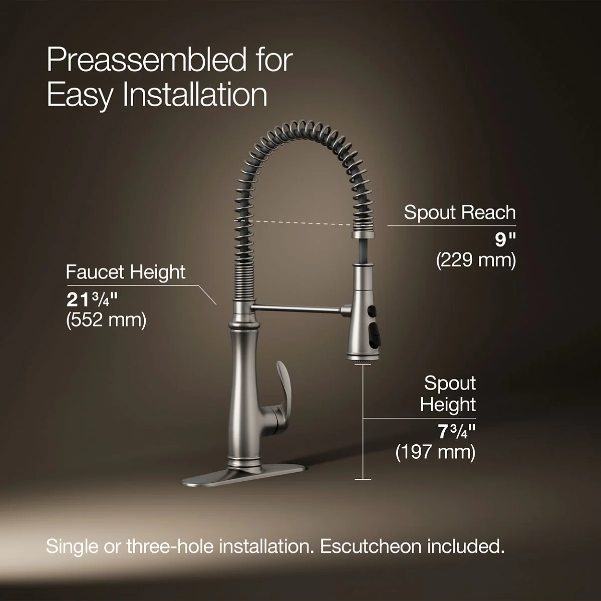 KOHLER K-29106 Bellera Semi-professional kitchen sink faucet with three-function sprayhead - Image 13