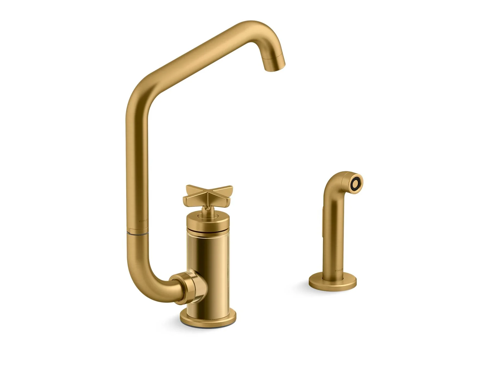 KOHLER K-28667-3 Billet Single-handle bar sink faucet with two-function extended-reach spout and side sprayer