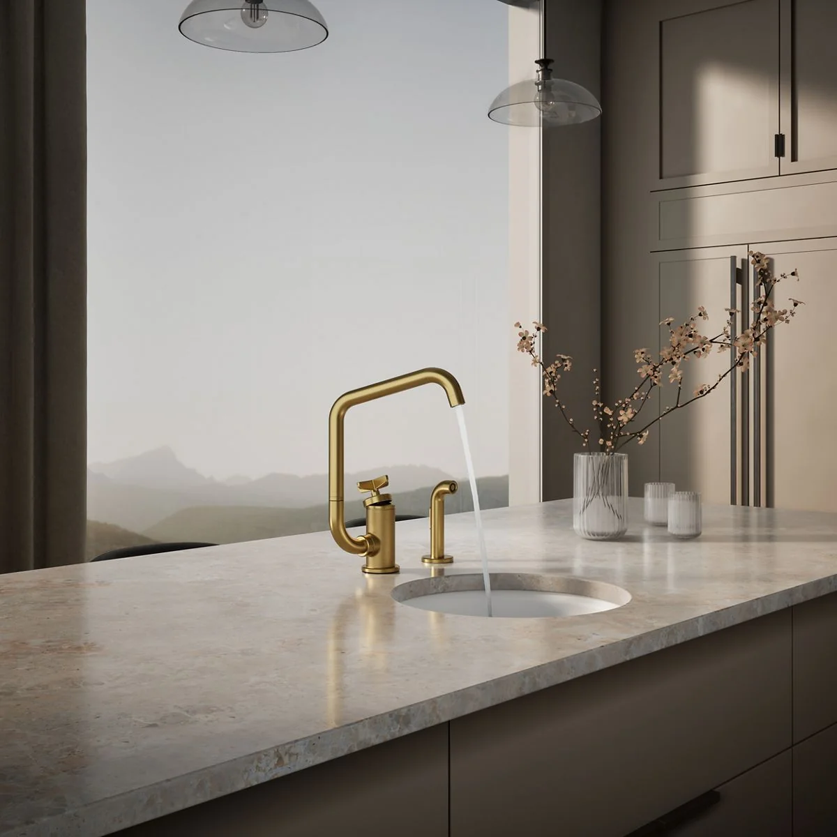 KOHLER K-28667-3 Billet Single-handle bar sink faucet with two-function extended-reach spout and side sprayer - Image 14