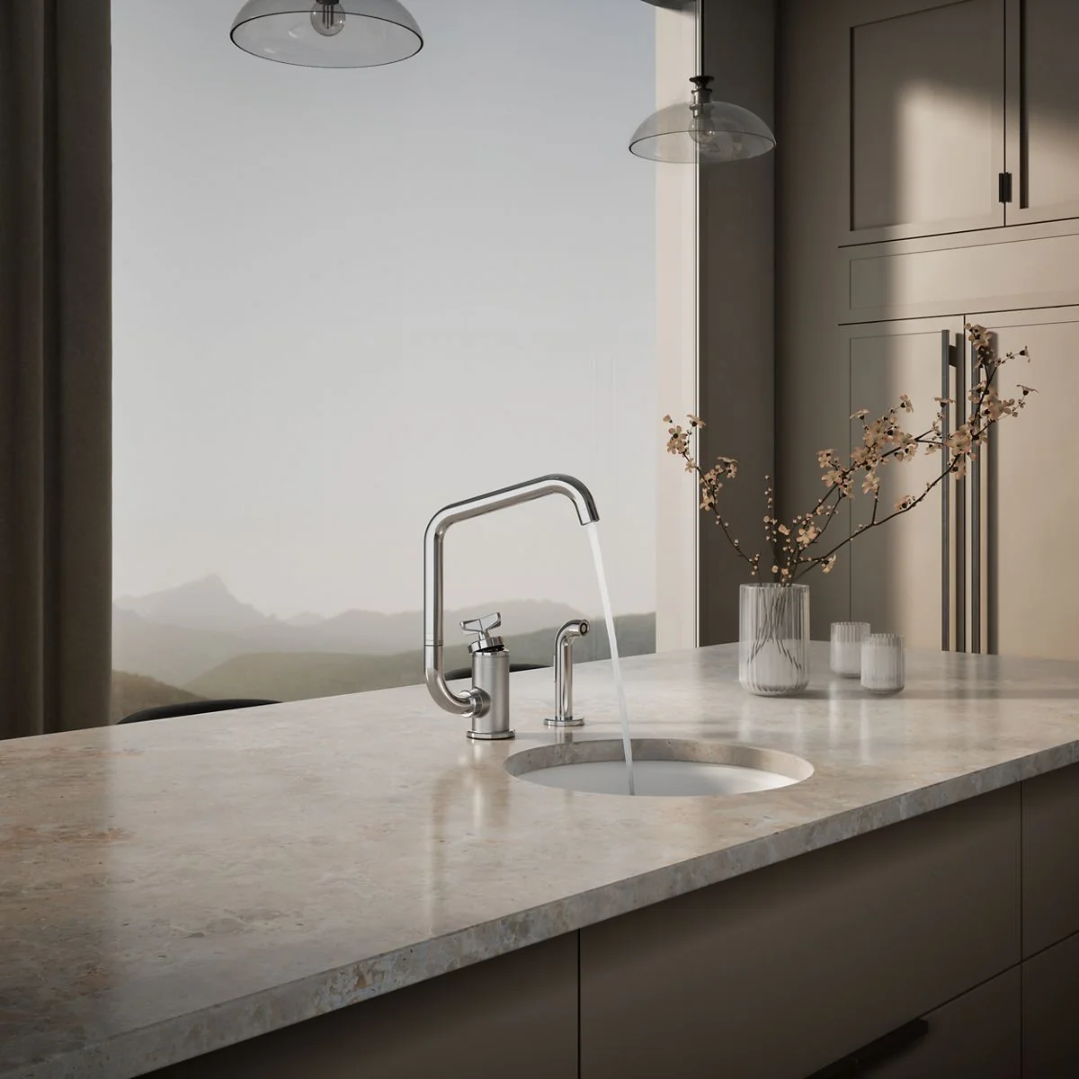 KOHLER K-28667-3 Billet Single-handle bar sink faucet with two-function extended-reach spout and side sprayer - Image 39