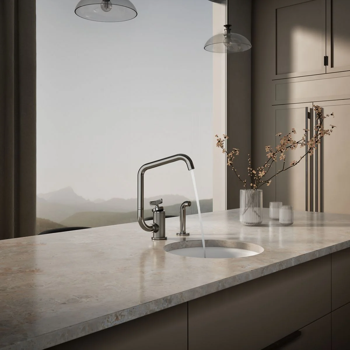 KOHLER K-28667-3 Billet Single-handle bar sink faucet with two-function extended-reach spout and side sprayer - Image 49