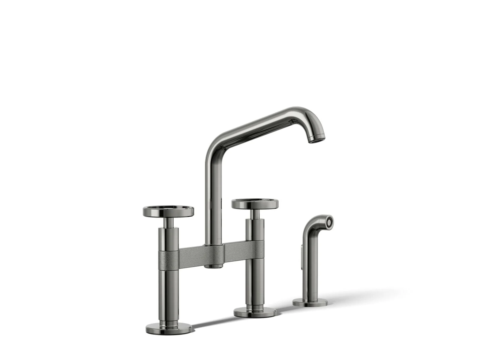KOHLER K-28665-9 Billet Two-hole bridge kitchen sink faucet with side sprayer - Image 45