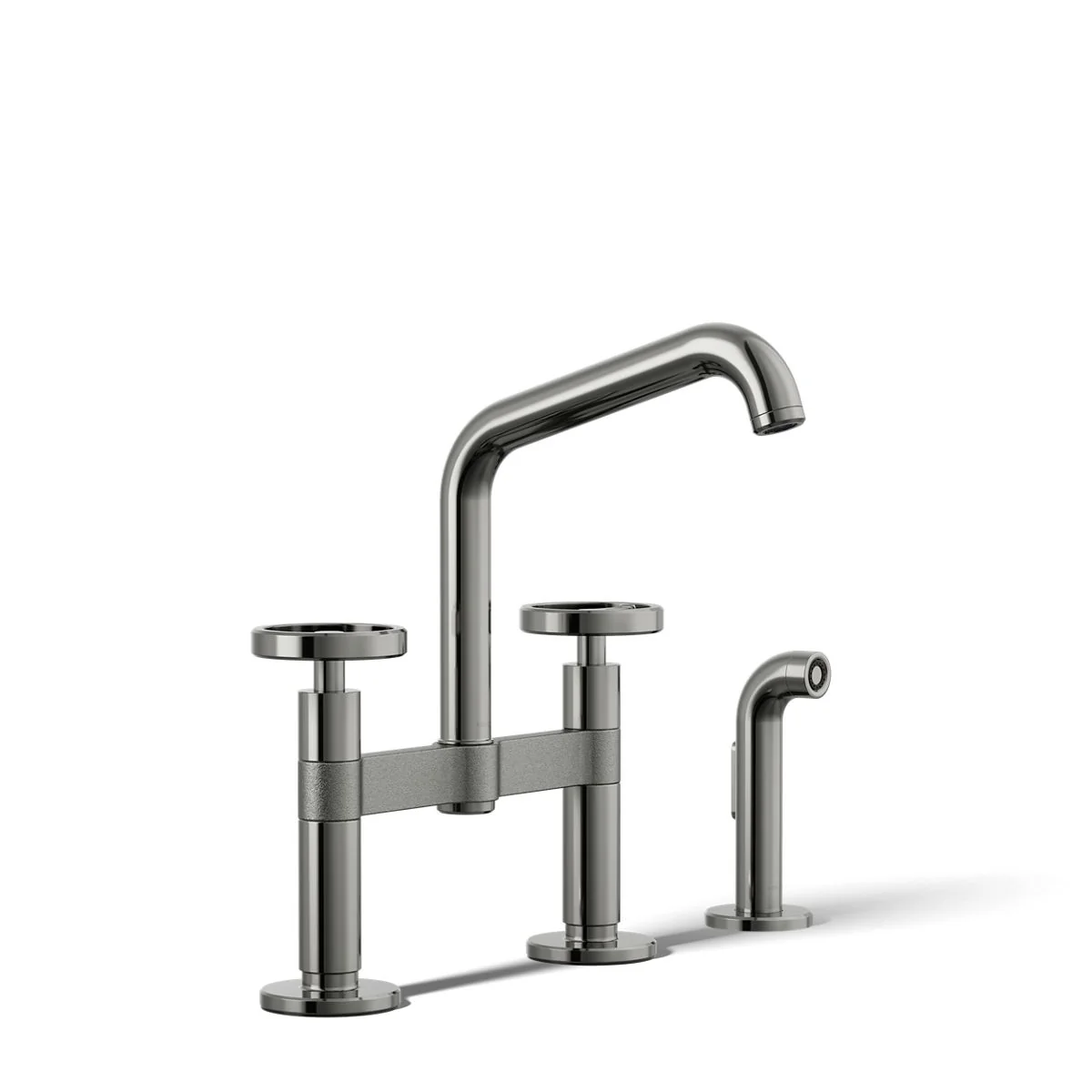 KOHLER K-28665-9 Billet Two-hole bridge kitchen sink faucet with side sprayer - Image 49