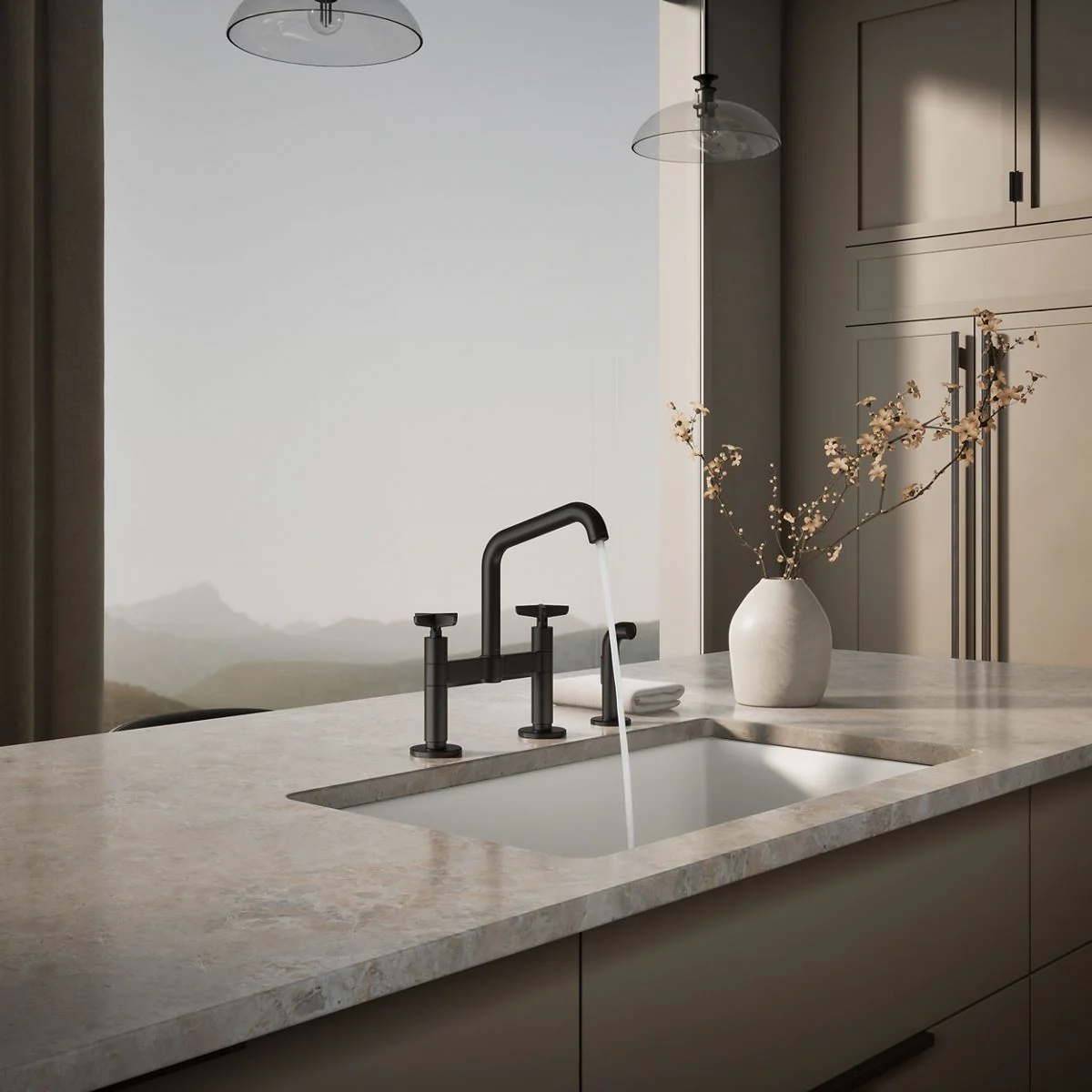 KOHLER K-28665-3 Billet Two-hole bridge kitchen sink faucet with side sprayer - Image 24