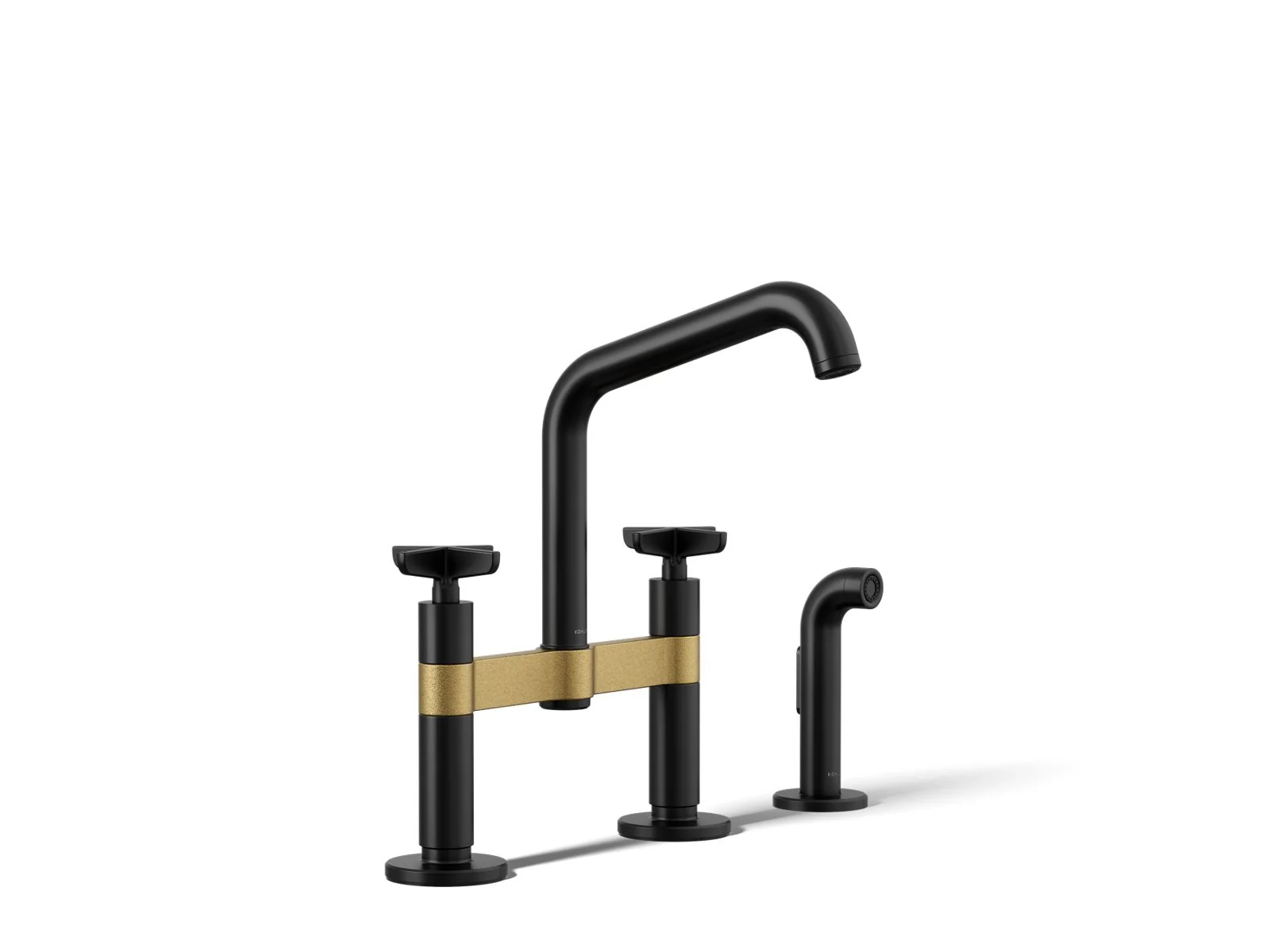 KOHLER K-28665-3 Billet Two-hole bridge kitchen sink faucet with side sprayer - Image 25