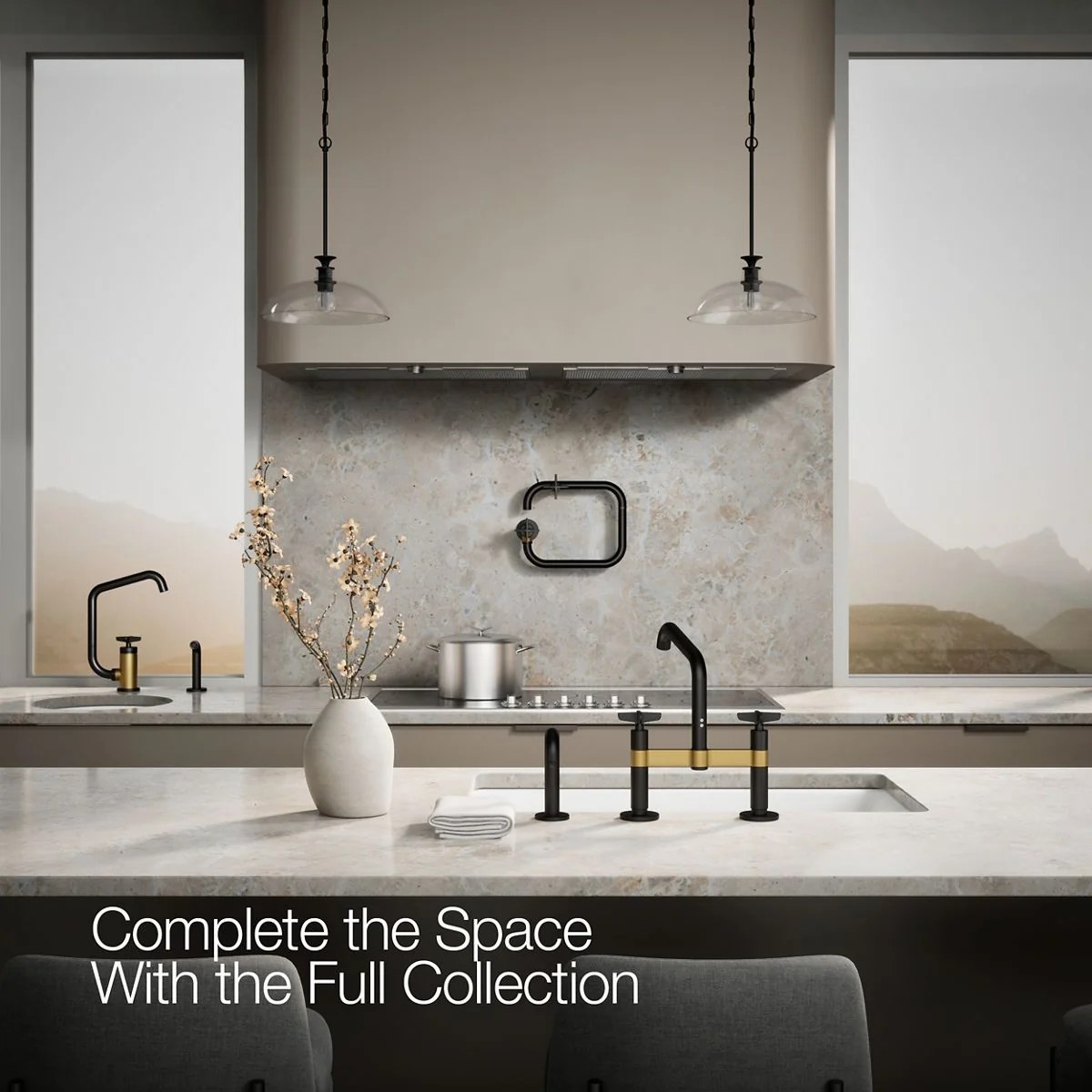 KOHLER K-28665-3 Billet Two-hole bridge kitchen sink faucet with side sprayer - Image 28