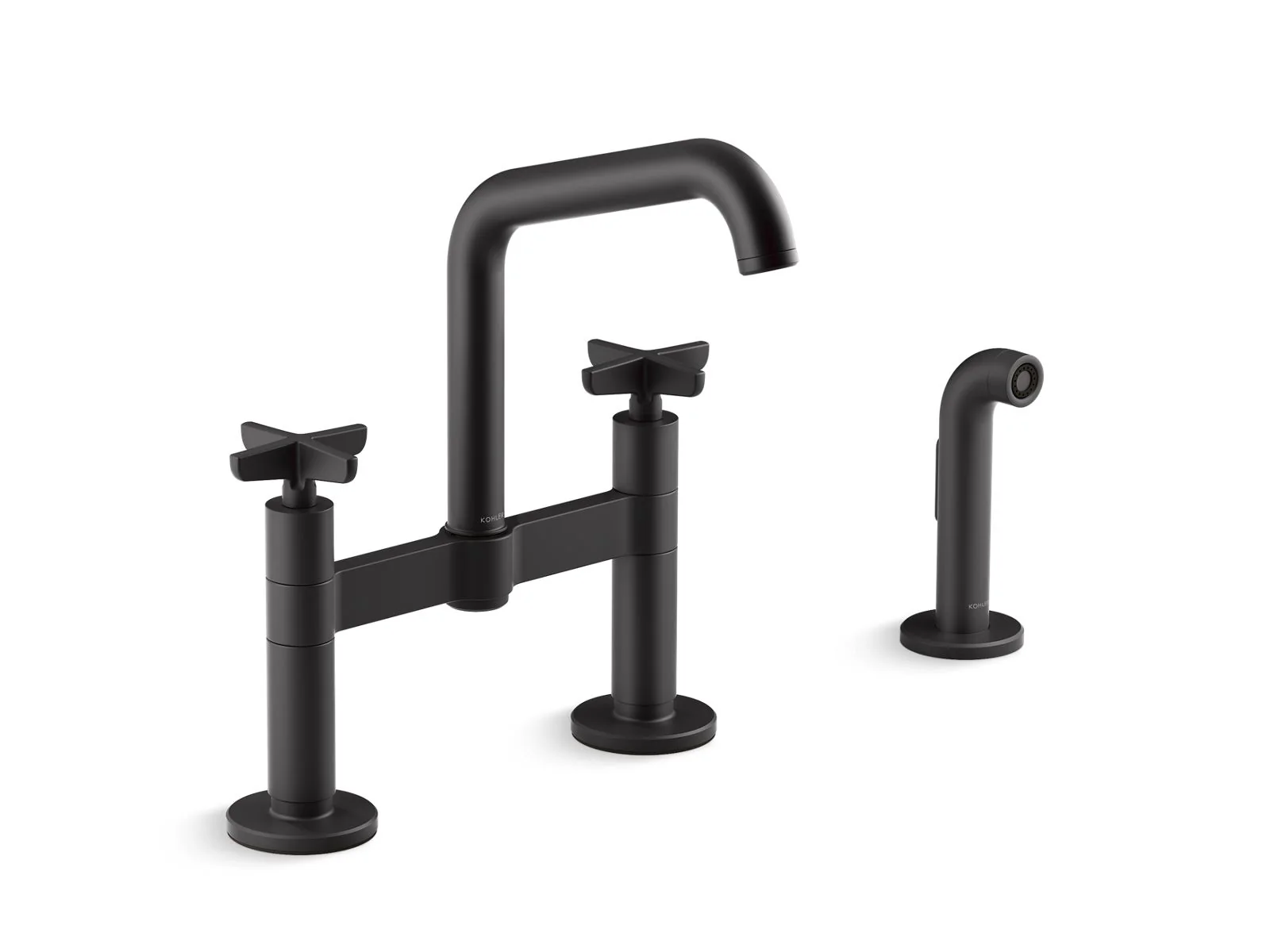 KOHLER K-28665-3 Billet Two-hole bridge kitchen sink faucet with side sprayer - Image 3